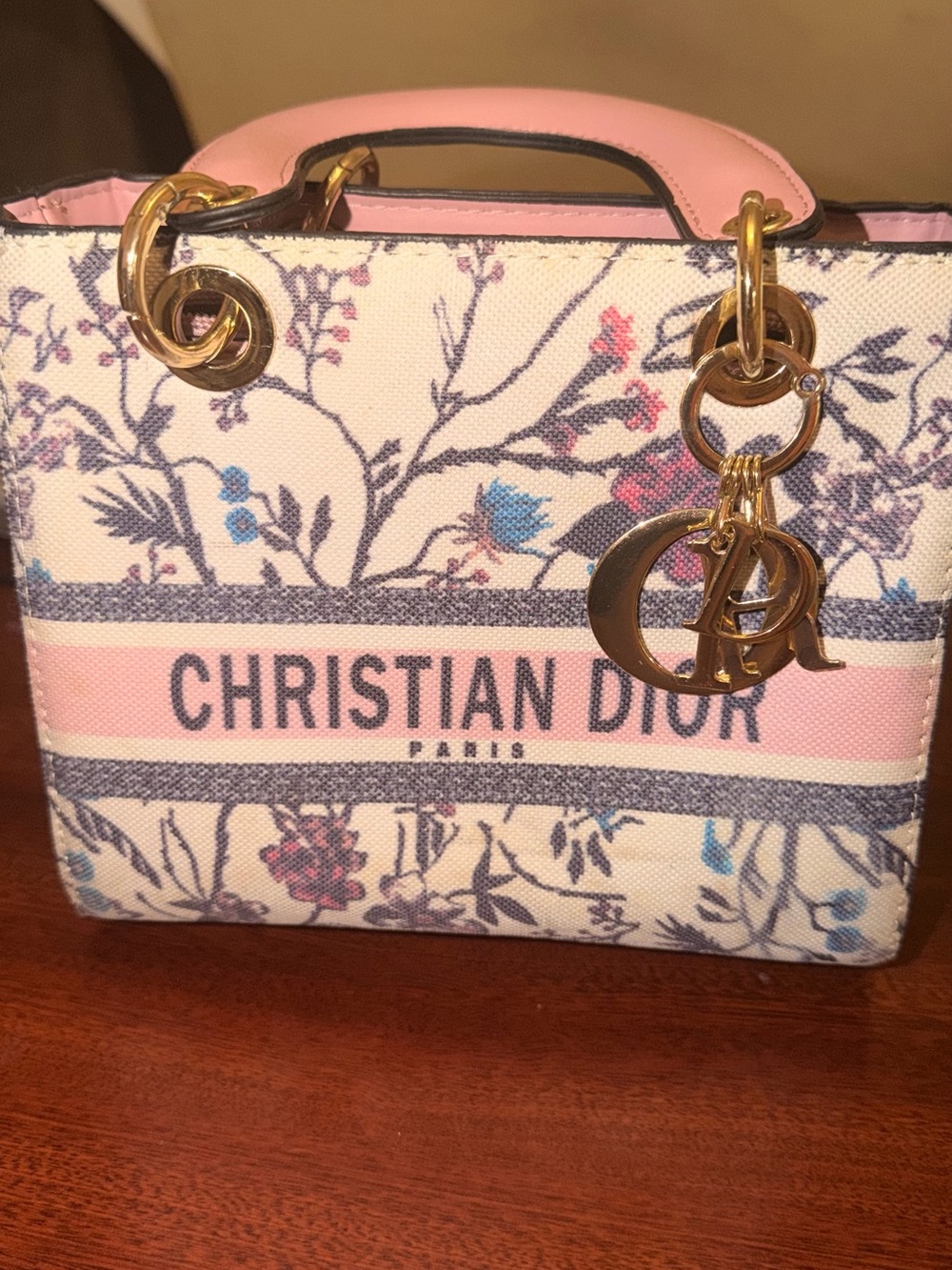 Dior Cream and Pink Floral Canvas Tote - Picture 5 of 5